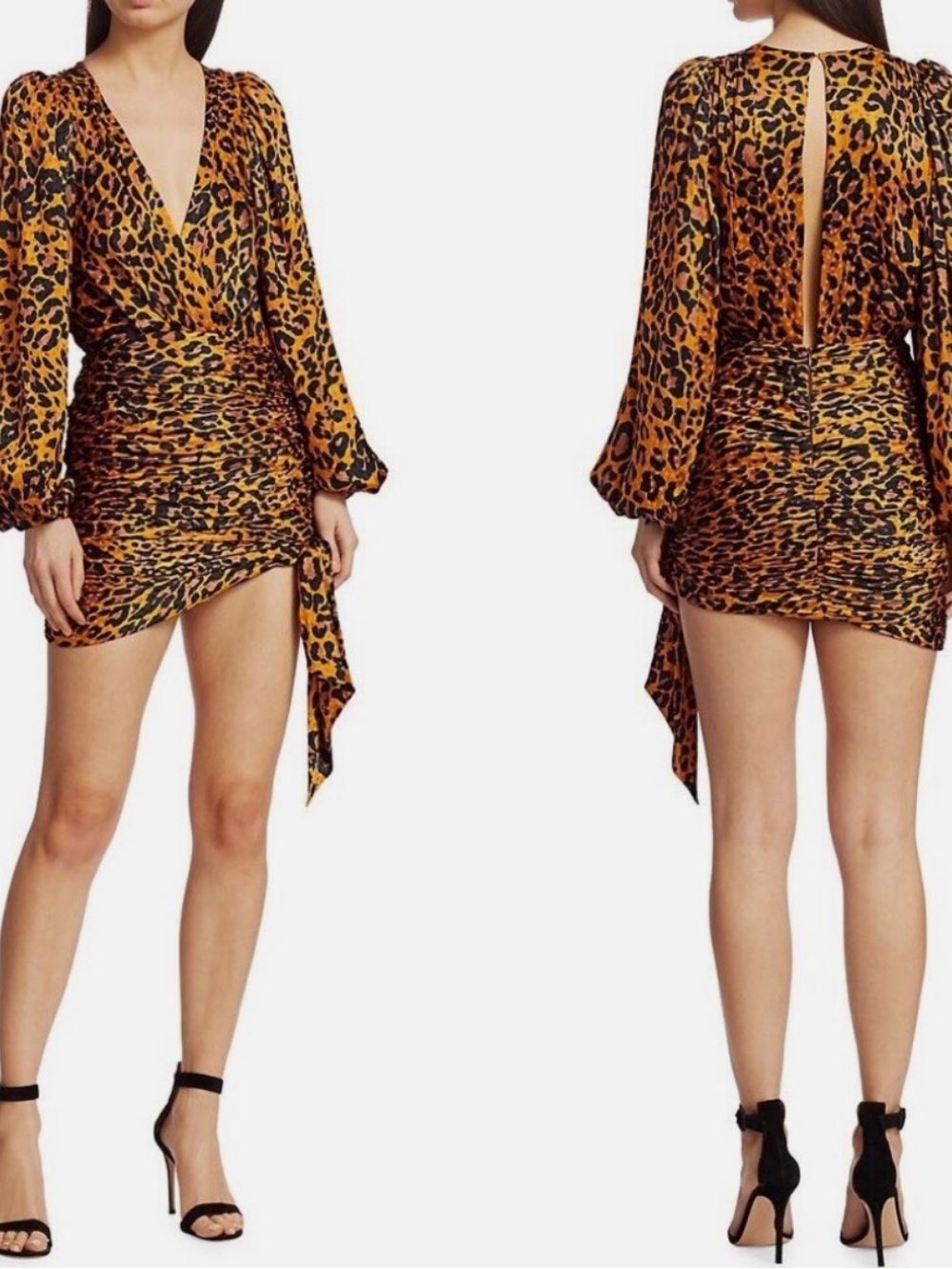 Yellow Leopard Print Wrap Dress